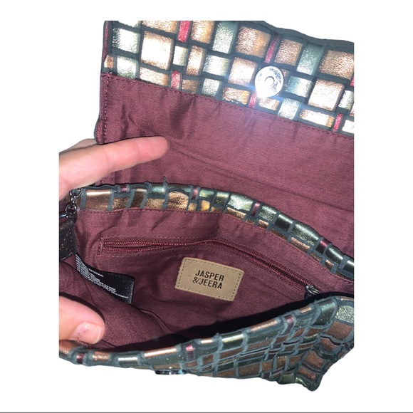 Woven leather multicolor crossbody purse chain strap - Picture 4 of 9